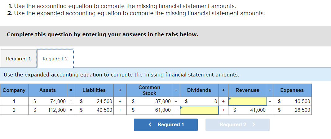 1. Use the accounting equation to compute the missing | Chegg.com