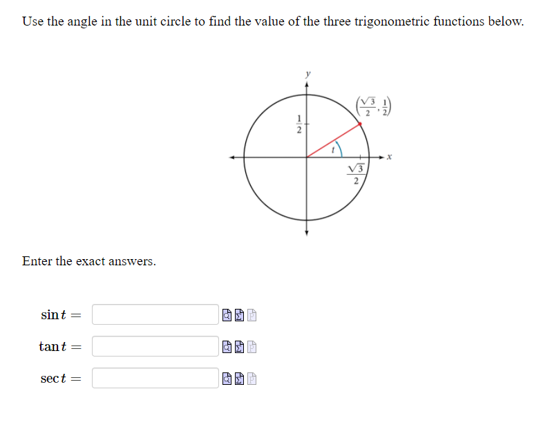 Solved Use the angle in the unit circle to find the value of | Chegg.com