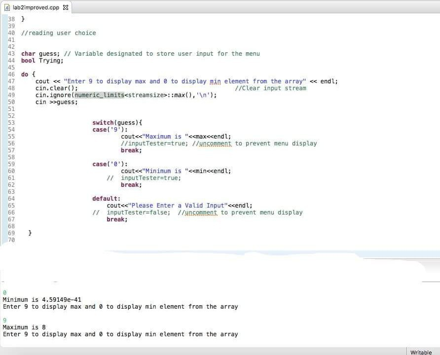 Solved Clab2improved.cpp X 8 #include 9 #include | Chegg.com | Chegg.com