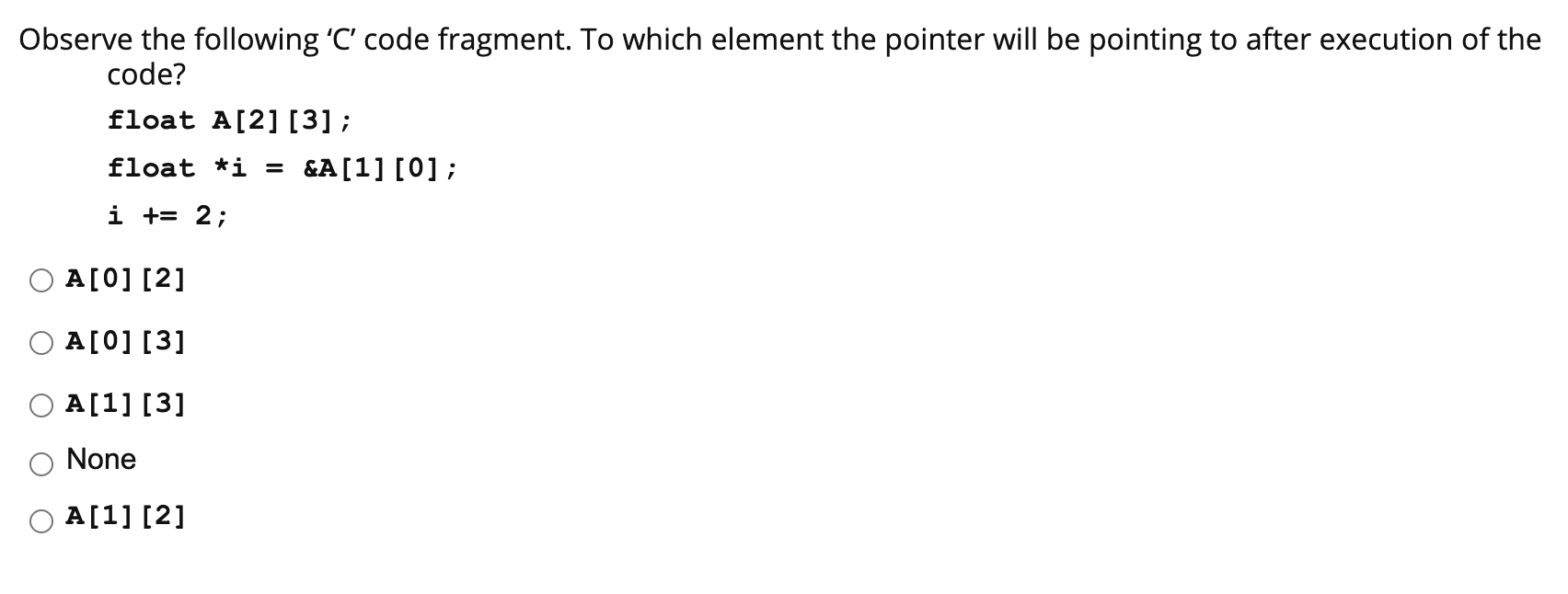 Solved Observe the following 'C' code fragment. To which | Chegg.com