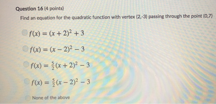 Solved Question 16 (4 points) Find an equation for the | Chegg.com