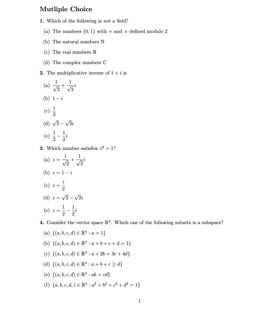 Solved Mutliple Choice 1. Which of the following is not a | Chegg.com