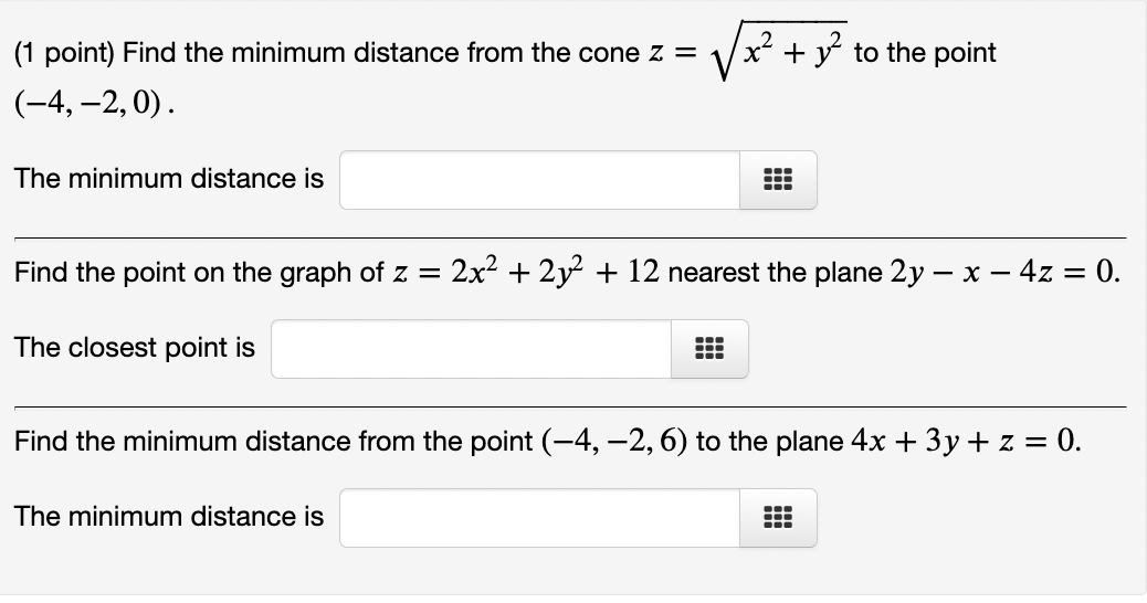 Find the Minimum Distance Between a Cone and a Point 