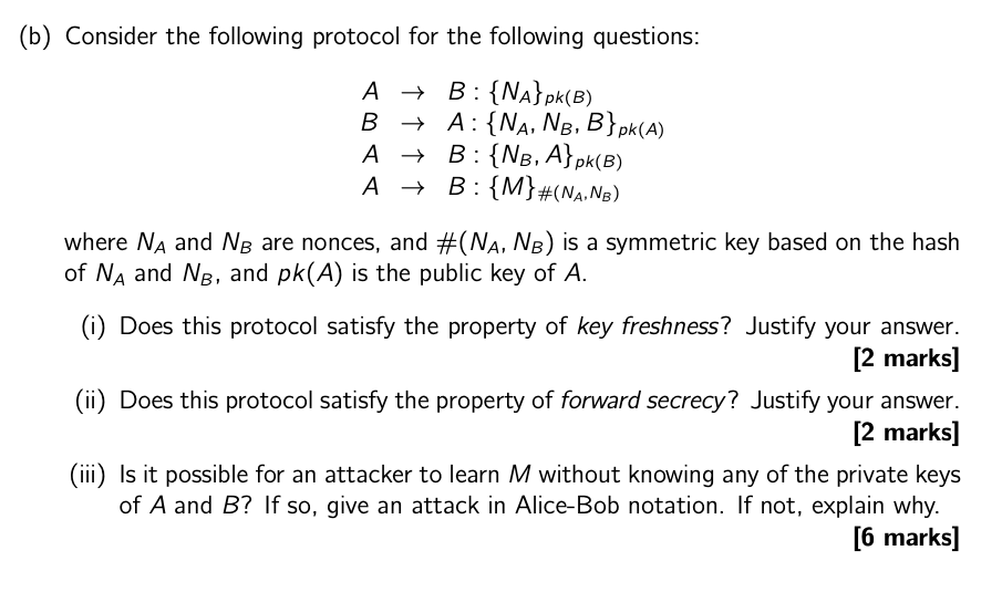 Solved (b) Consider The Following Protocol For The Following | Chegg.com