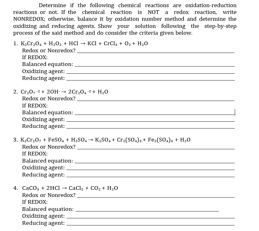 Solved Determine if the following chemical reactions are | Chegg.com