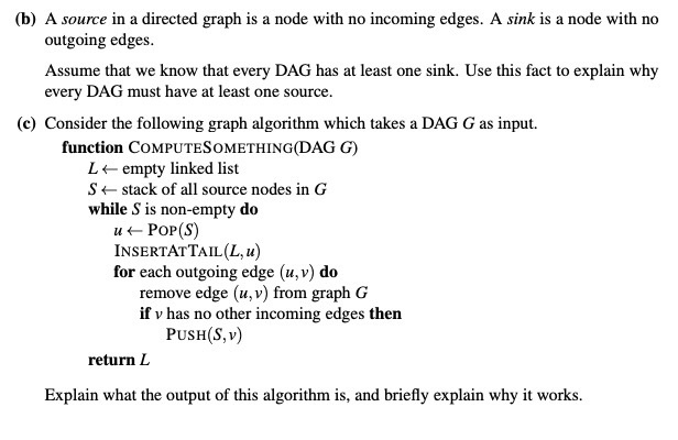 Solved (b) A source in a directed graph is a node with no | Chegg.com