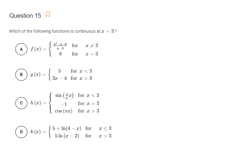 Solved Question 15 Which of the following functions is | Chegg.com