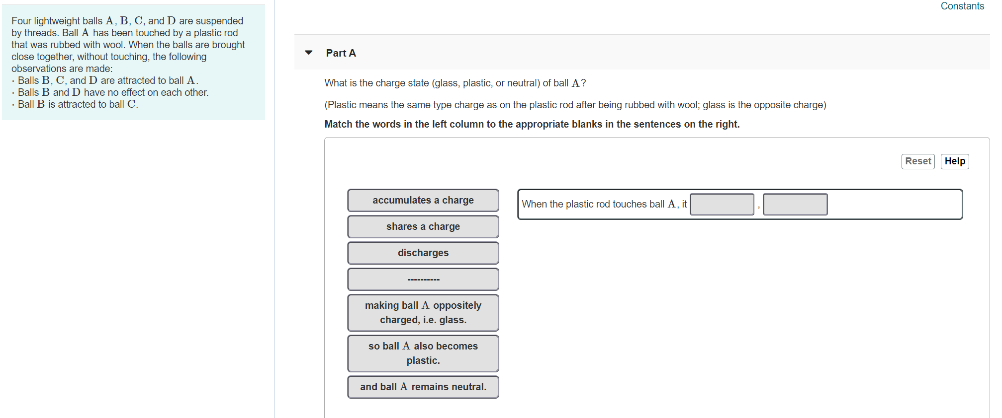 Solved Constants Part A Four Lightweight Balls A, B, C, And | Chegg.com