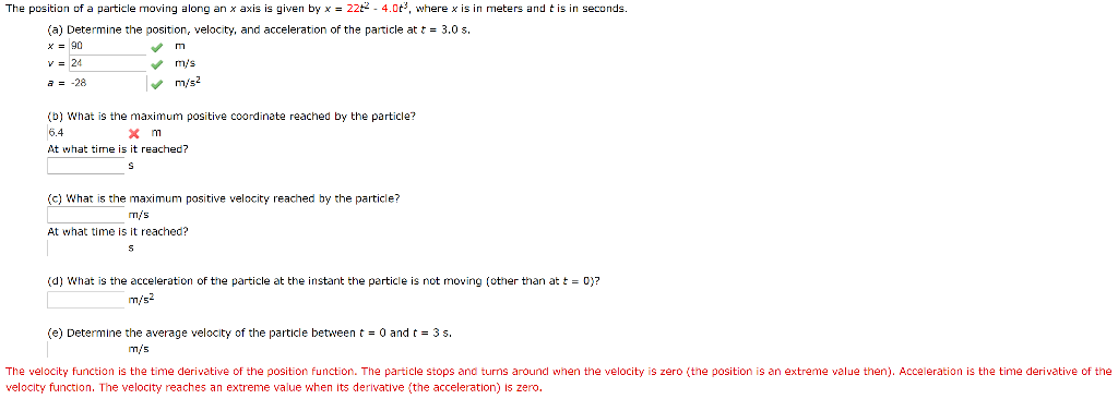 Solved The position of a particle moving along an x axis is | Chegg.com