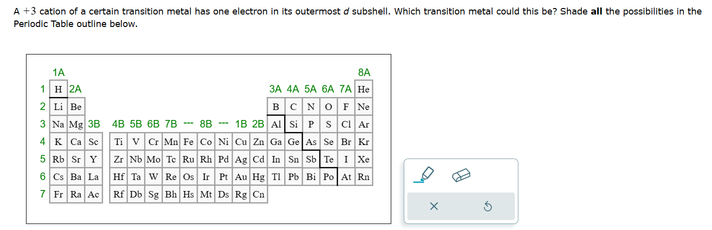 Solved A +3 cation of a certain transition metal has one | Chegg.com