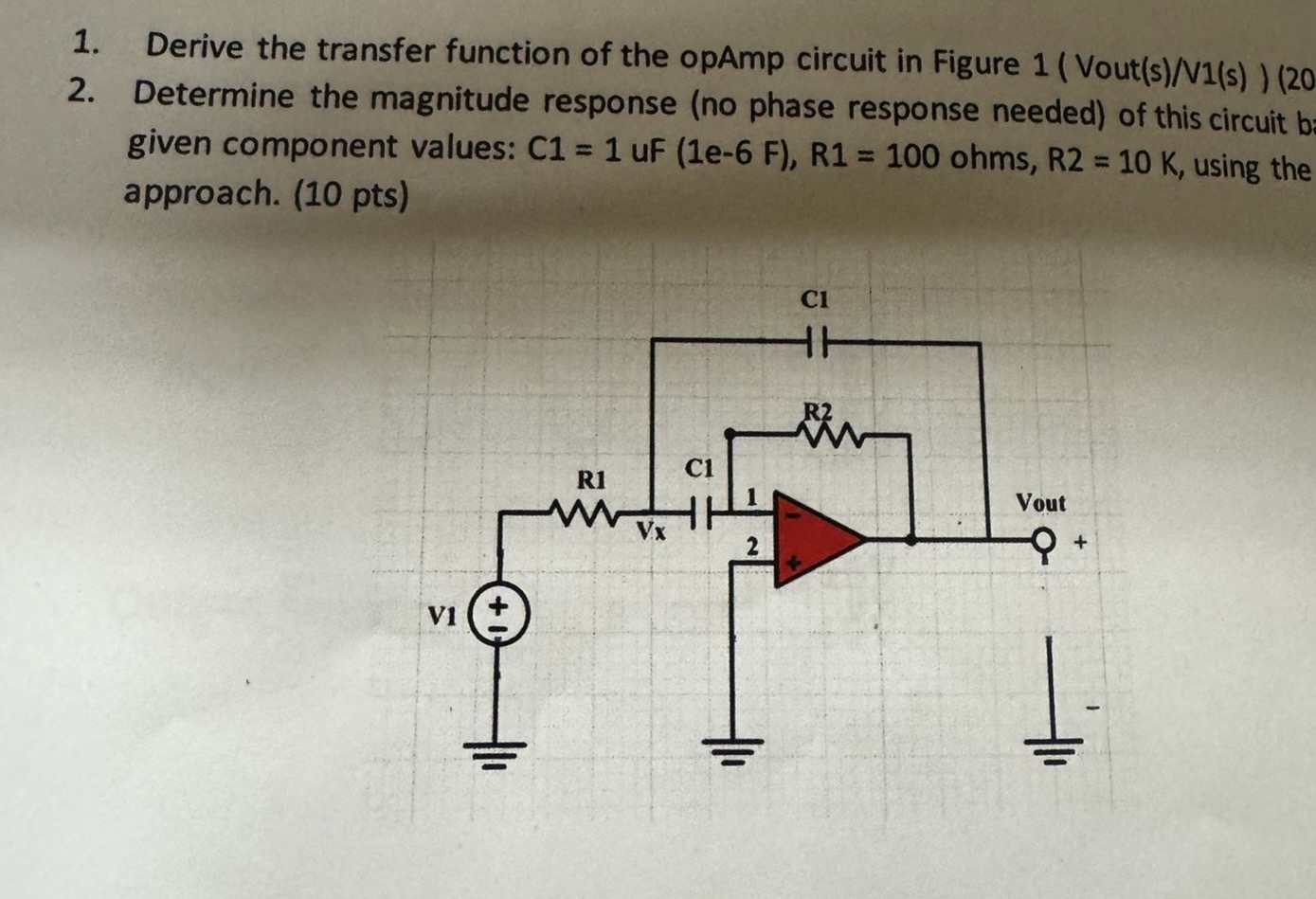 Solved Derive the transfer function of ﻿the opAmp circuit in | Chegg.com