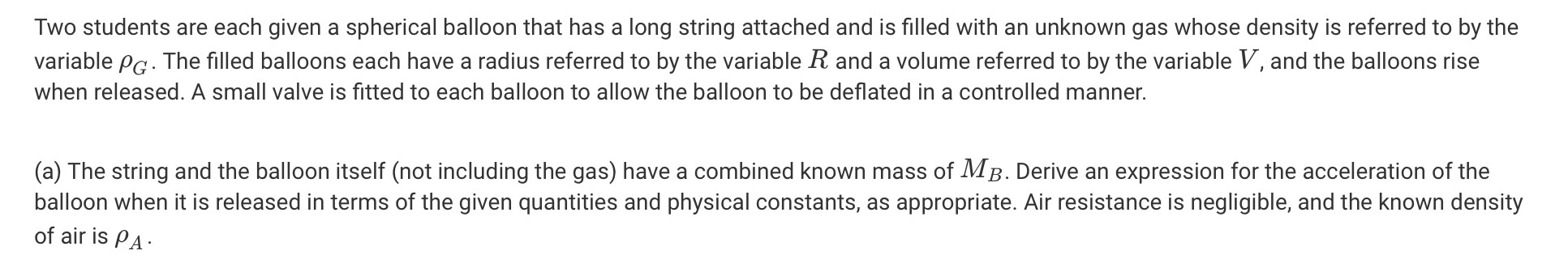 Solved Two students are each given a spherical balloon that | Chegg.com