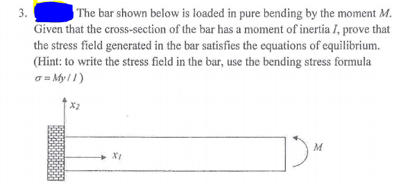 3. The bar shown below is loaded in pure bending by | Chegg.com