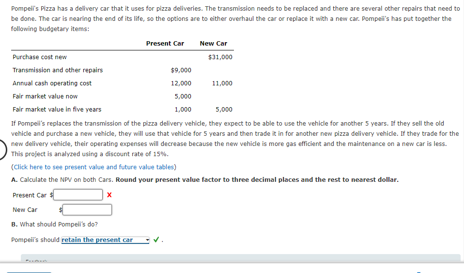 Solved Pompeii's Pizza has a delivery car that it uses for