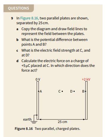 Solved QUESTIONS 9 in Figure 8.16, two parallel plates are | Chegg.com