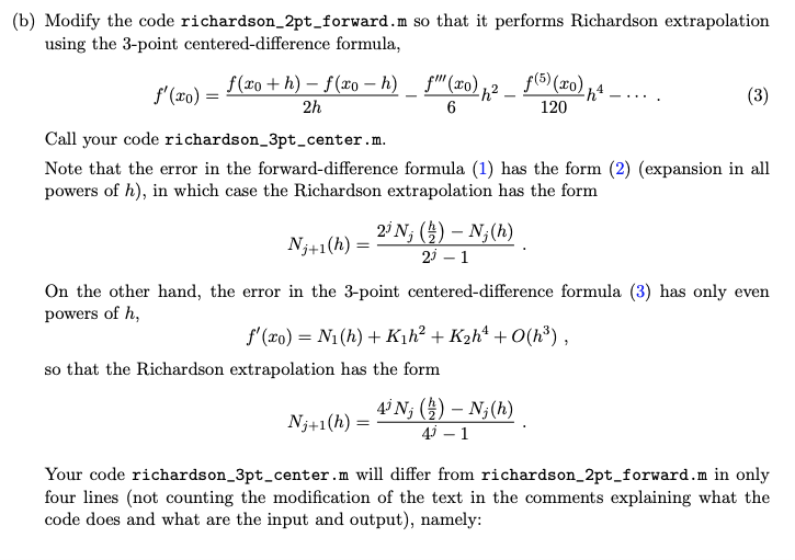 Problem 4. (MATLAB Code For Richardson Extrapolation] | Chegg.com