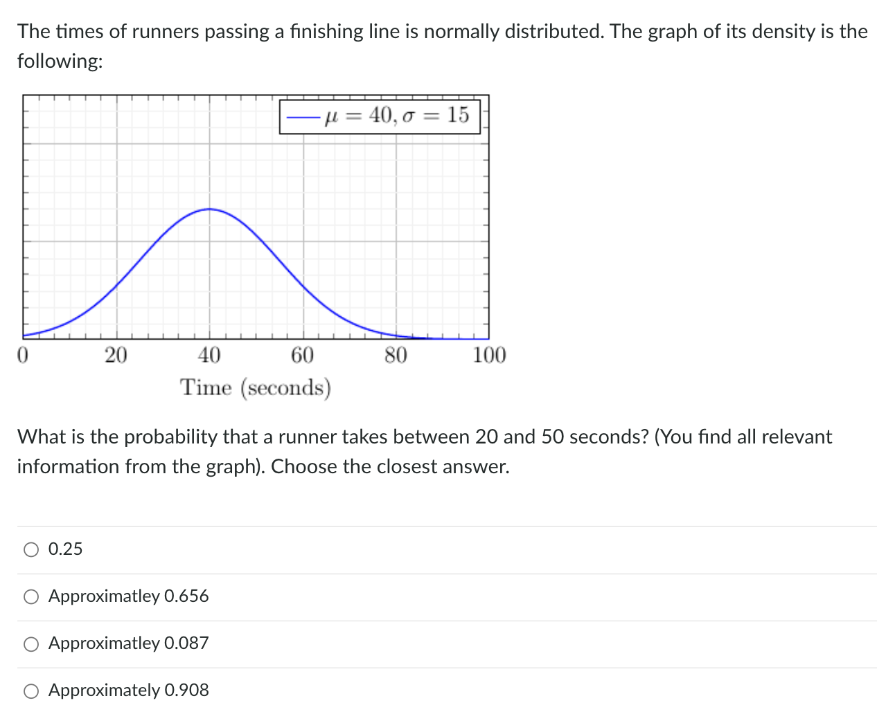 Solved The times of runners passing a finishing line is | Chegg.com