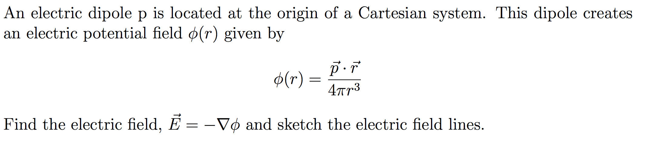 Solved An electric dipole p is located at the origin of a | Chegg.com