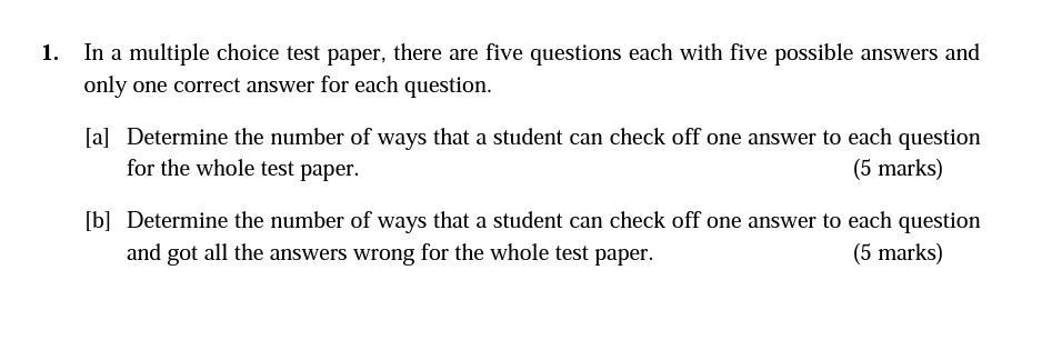 Solved In a multiple choice test paper, there are five | Chegg.com