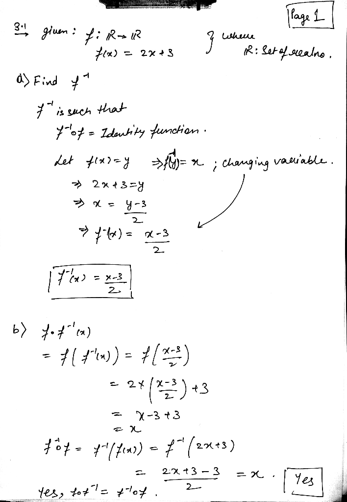 Consider The Function F: R → R Defined By F(x) = 2x +3. R – Set Of Real 