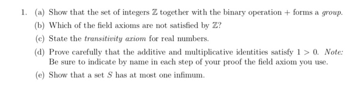 Solved 1. (a) Show that the set of integers Z together with | Chegg.com