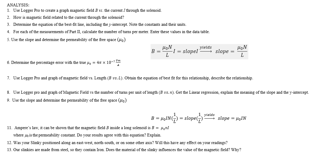 Solved DATA TABLES: Part 1 Electric Current I(A) Magnetic | Chegg.com
