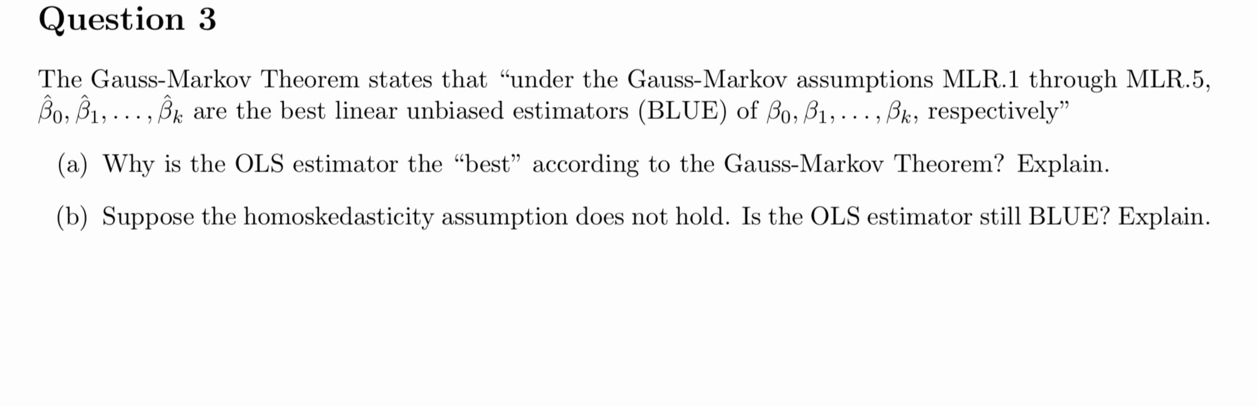 Gauss Markov Theorem Assumptions
