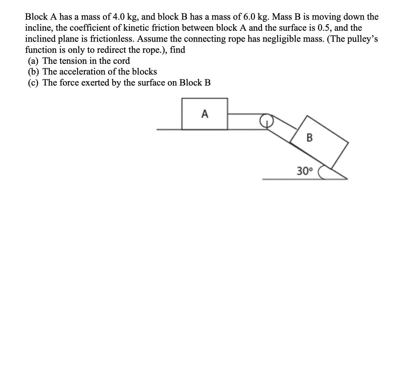 Solved Block A Has A Mass Of 4.0 Kg, And Block B Has A Mass | Chegg.com