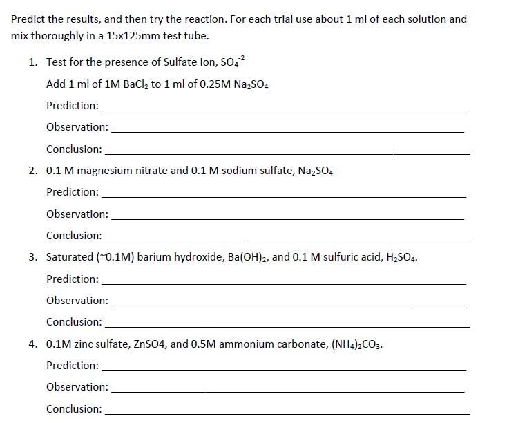 Solved Predict the results, and then try the reaction. For | Chegg.com