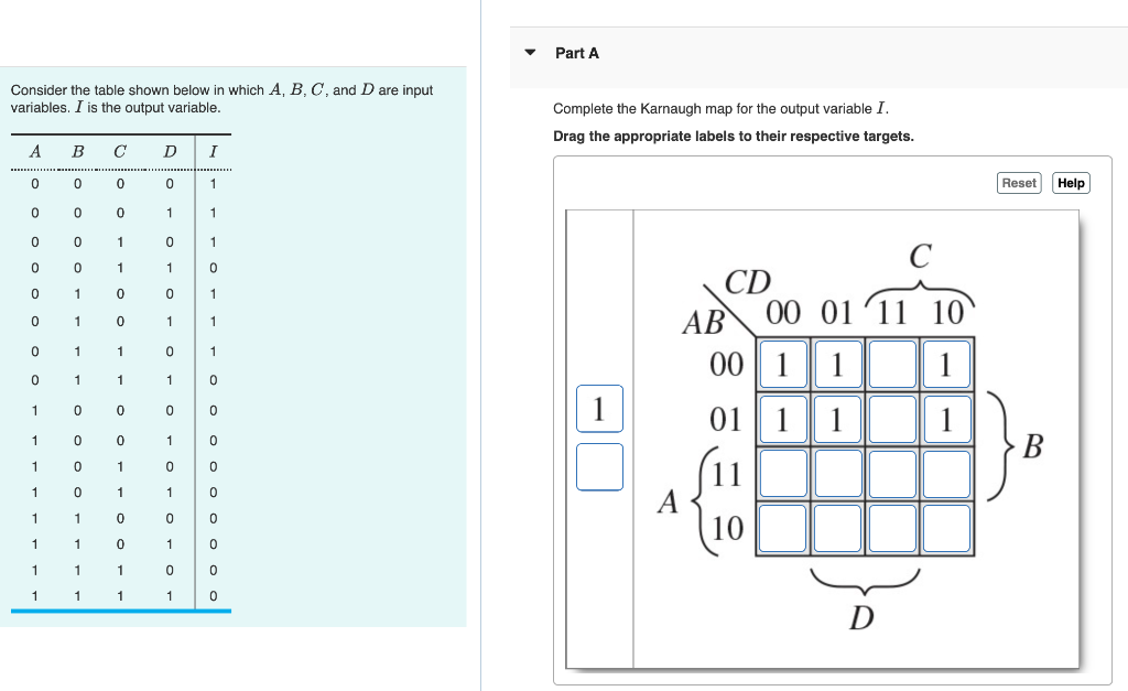 Solved Part A Consider The Table Shown Below In Which A, B, | Chegg.com