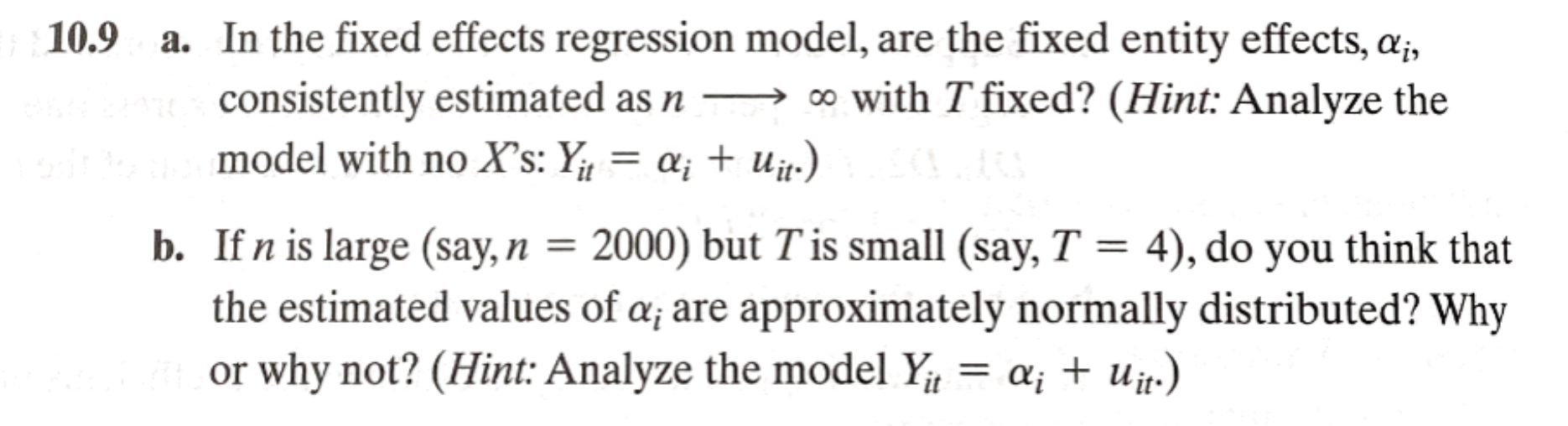 A In The Fixed Effects Regression Model Are The Chegg Com