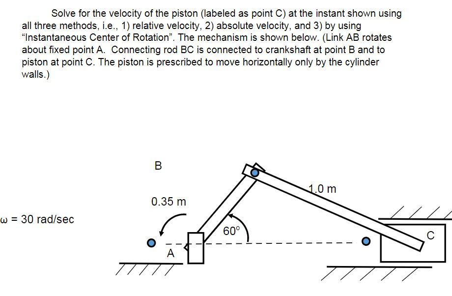 Solved Solve for the velocity of the piston (labeled as