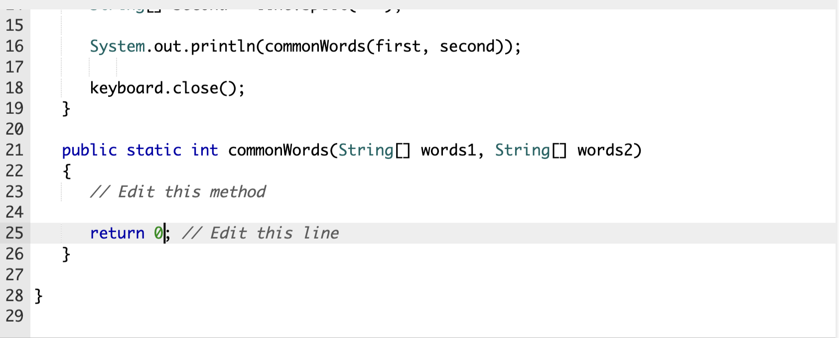 Solved 23.2 Common Words Given two arrays of unique words, | Chegg.com
