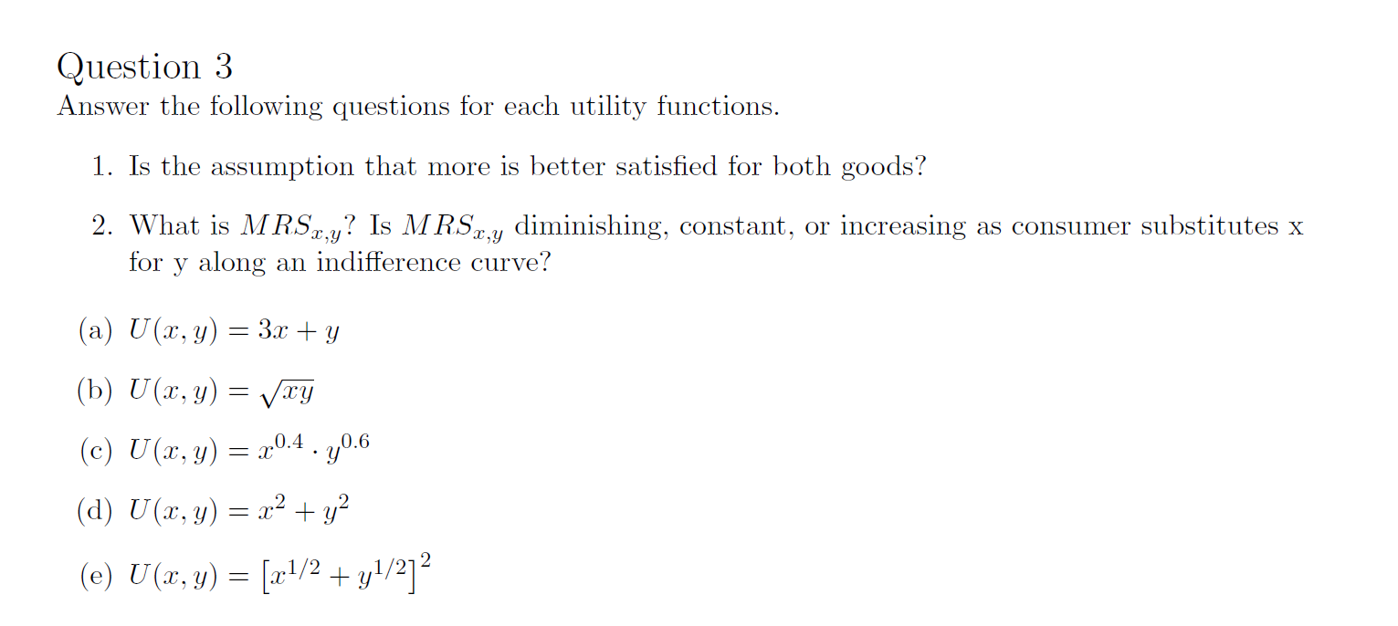 Solved Question 3 Answer the following questions for each | Chegg.com