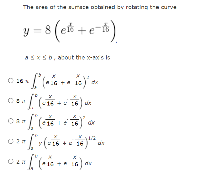 Solved The area of the surface obtained by rotating the | Chegg.com