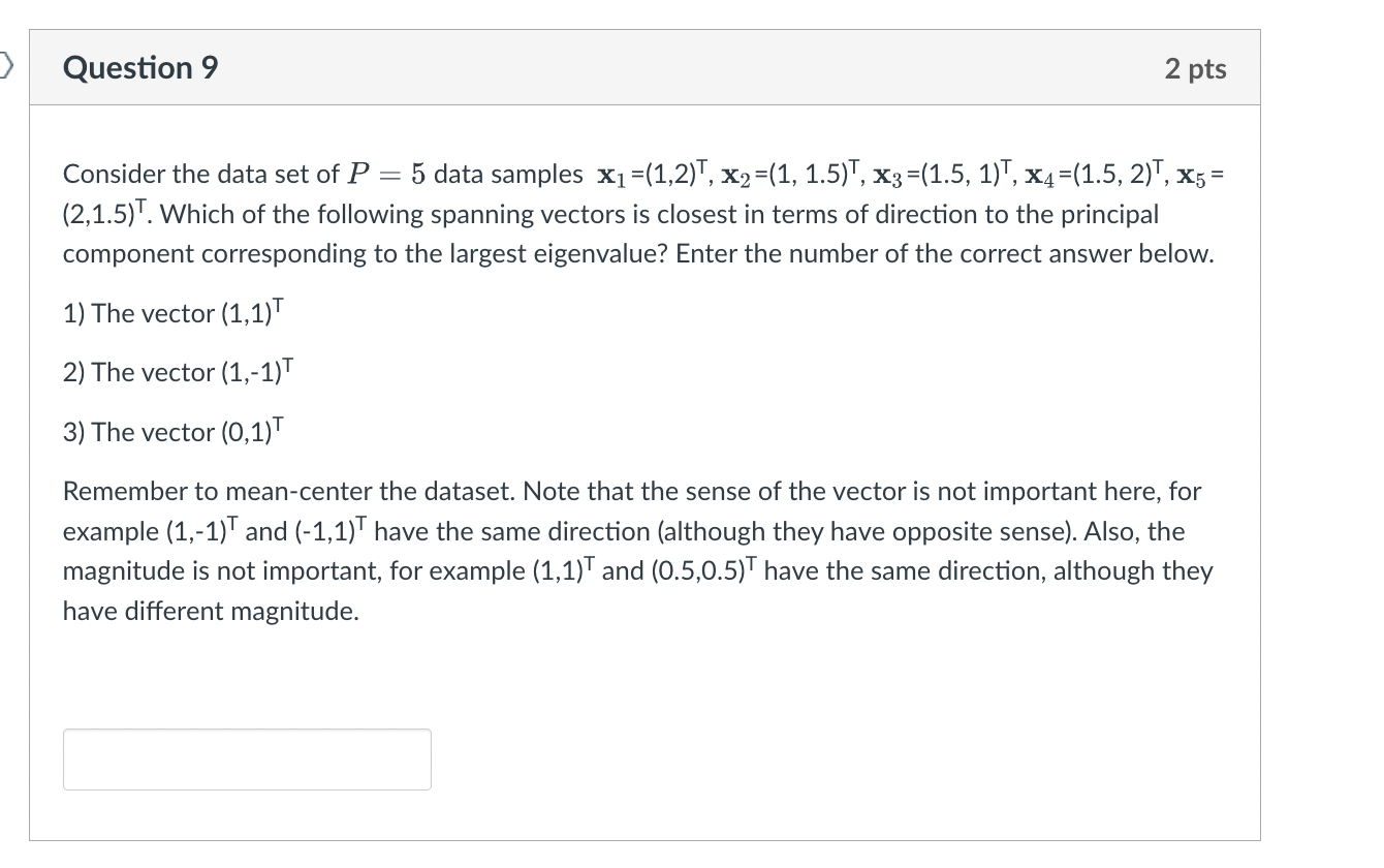 Solved Consider the data set of P=5 data samples | Chegg.com