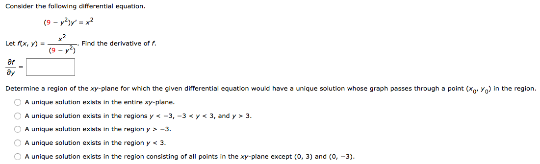 Solved Consider the following differential equation. (9 - | Chegg.com