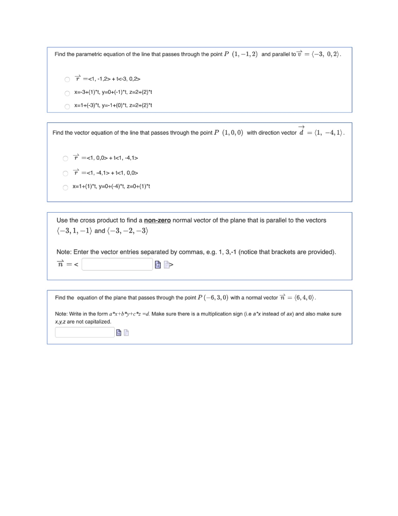 Solved Find The Parametric Equation Of The Line That Pass Chegg Com