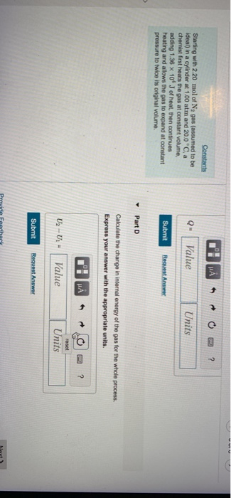 Solved Part A Constants Starting with 2.20 mol of N2 gas | Chegg.com