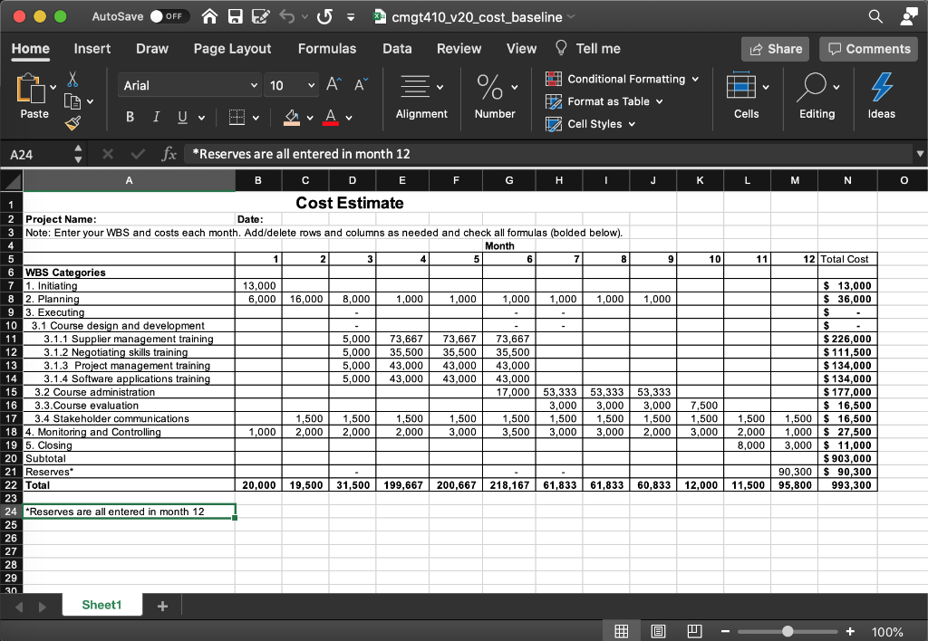 Apply Signature Assignment Cost Model Cost E Chegg Com