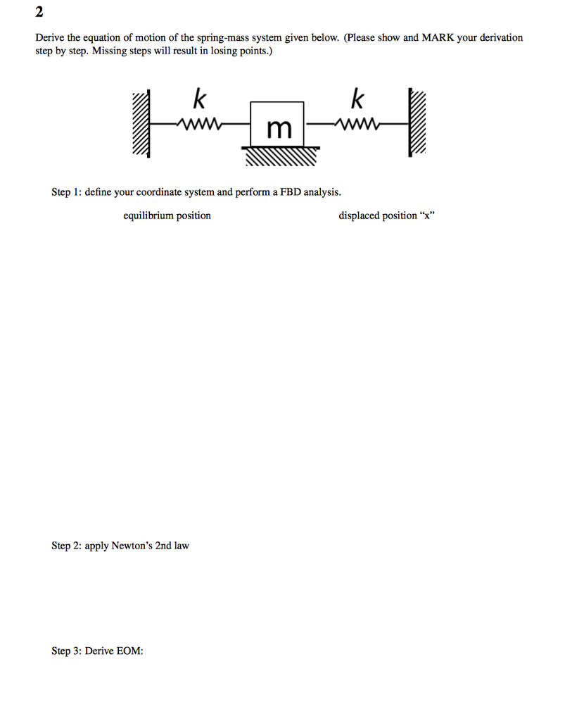 Solved Derive The Equation Of Motion Of The Spring-mass | Chegg.com