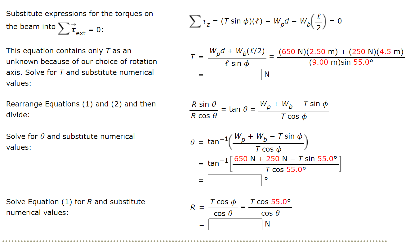 Solved Substitute Expressions For The Torques On The Beam Chegg Com