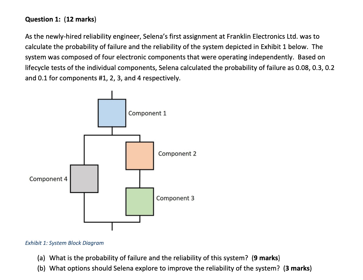 System Reliability For Circuit Example Answers.pdf Solved Question 1: (12 marks) As the newly-hired reliability | Chegg.com