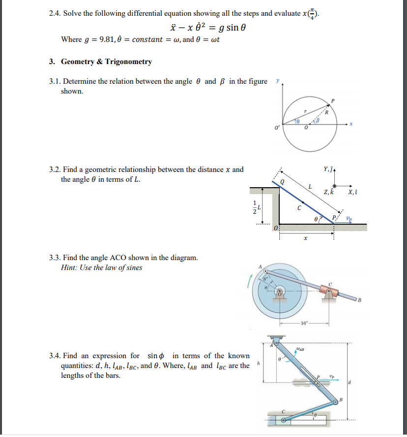 Solved 2 4 Solve The Following Differential Equation Sho Chegg Com