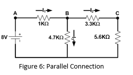 Solved B C 1ΚΩ 3.3ΚΩ 8ν 4.7KΩ. 5.6ΚΩ Figure 6: Parallel | Chegg.com