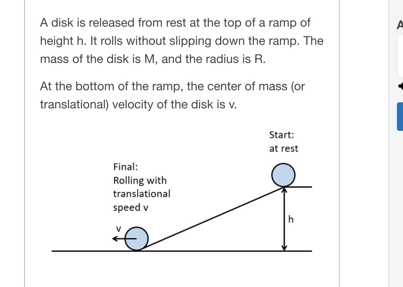 Solved A A disk is released from rest at the top of a ramp | Chegg.com