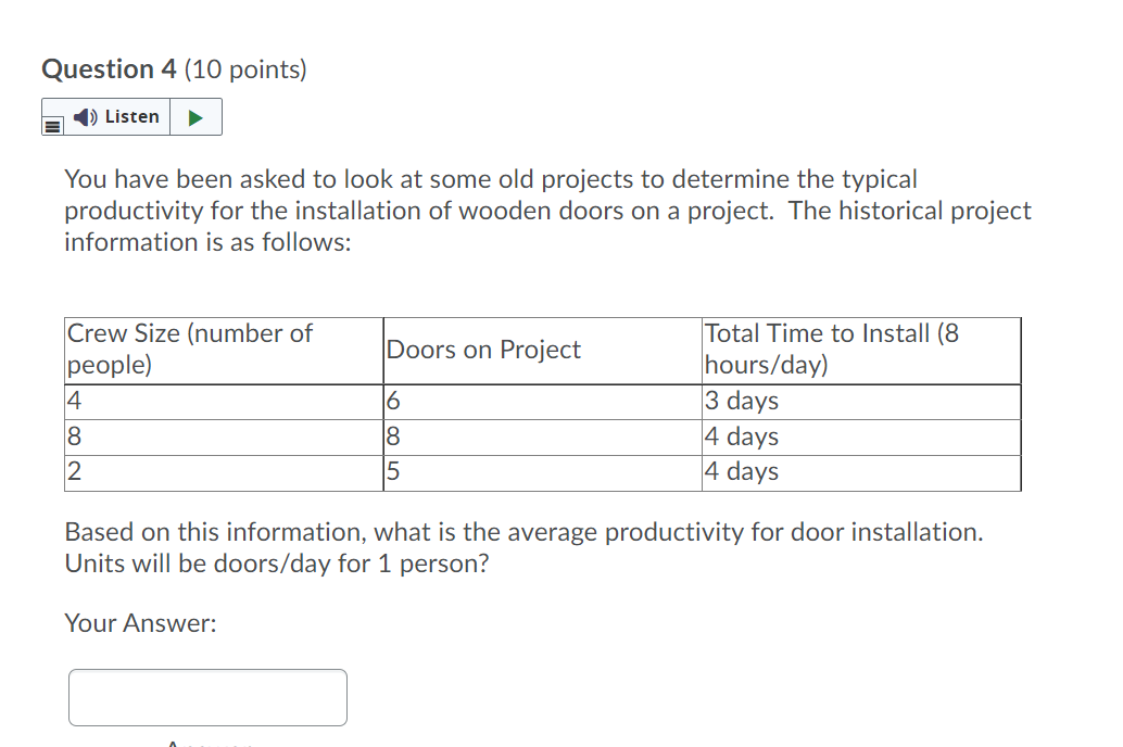 Solved Question 4 (10 points) Listen You have been asked to | Chegg.com
