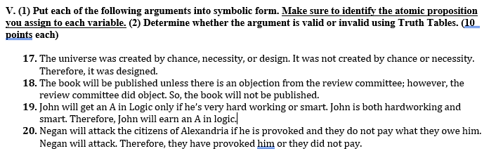 Solved V. (1) Put Each Of The Following Arguments Into | Chegg.com