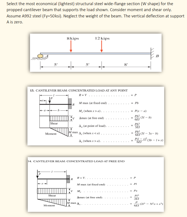 Solved Select the most economical (lightest) structural | Chegg.com