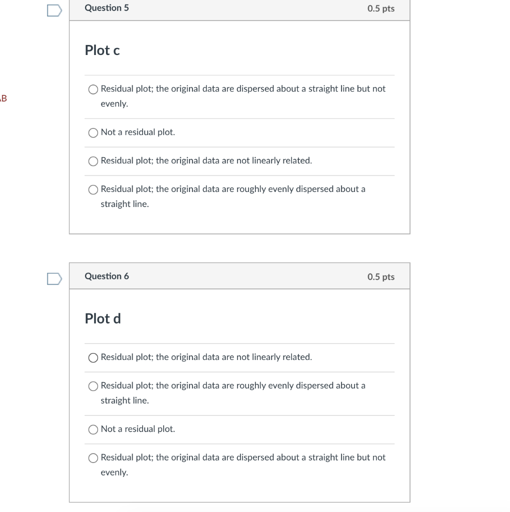 Solved For questions 3-6: Three of the plots below are | Chegg.com